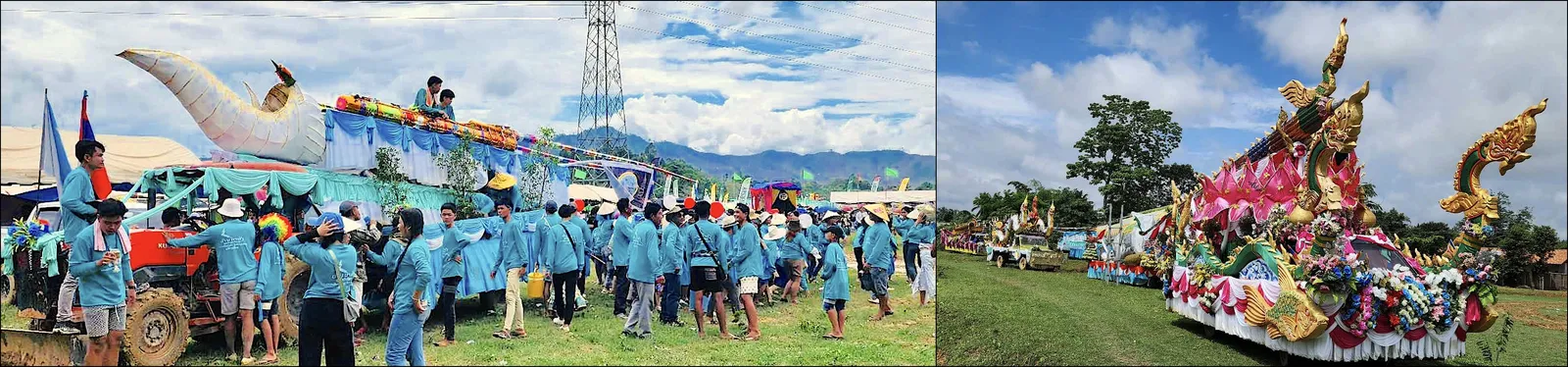 Razzi in parata al Boun Bang Fai Parata di razzi decorati a mano dai villaggi durante il Boun Bang Fai nel distretto di Feuang, in provincia di Vientiane